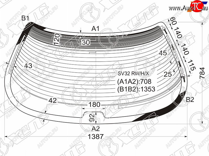 7 249 р. Стекло заднее с обогревом TOYOTA VISTACAMRY HARDTOP 90-94                                           XYG SV32 RW/H/X  с доставкой в г. Майкоп
