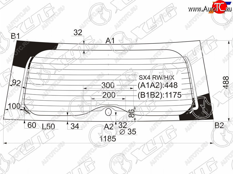 6 599 р. Стекло заднее (Цвет зеленый Обогрев 5D HBK) Suzuki SX4 06-16  Fiat Sedici 06-11 XYG SX4 RW/H/X  с доставкой в г. Майкоп