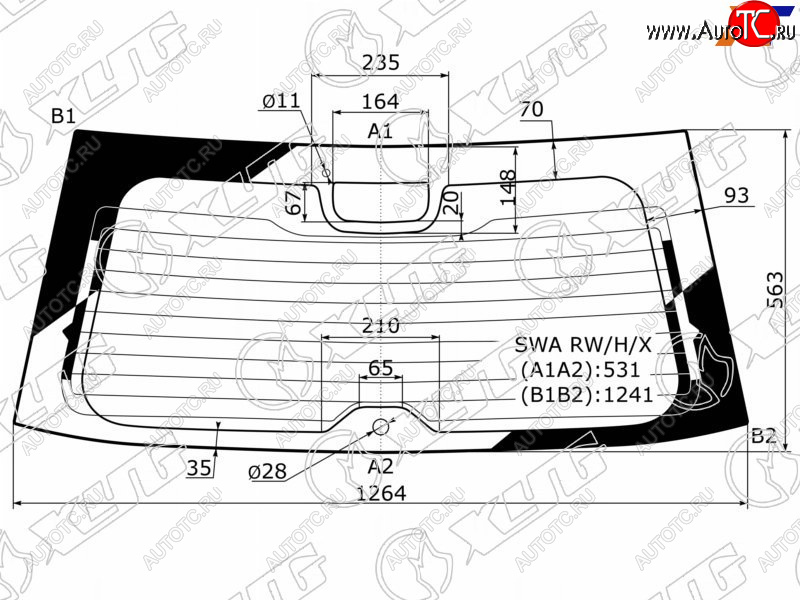 5 749 р. Стекло заднее (Цвет зеленый Обогрев Антенна) Honda CR-V 06-12 XYG SWA RW/H/X  с доставкой в г. Майкоп