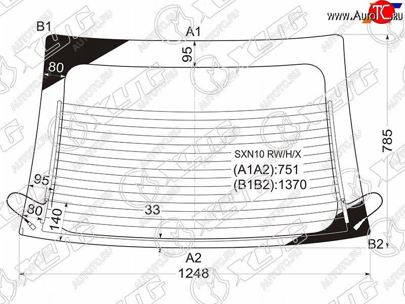 9 749 р. Стекло заднее (Цвет зеленый Обогрев) Toyota Nadia 98-03 XYG SXN10 RW/H/X  с доставкой в г. Майкоп