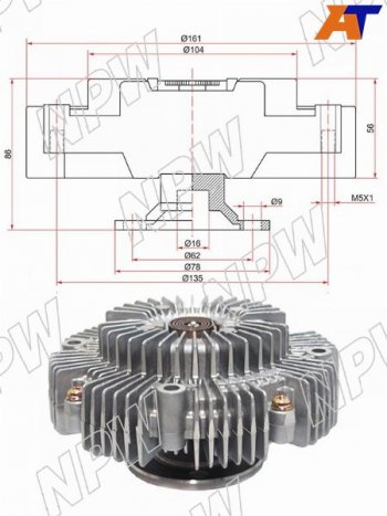 7 549 р. Вискомуфта TOYOTA HILUX 15- 2TR NPW T-163F  с доставкой в г. Майкоп. Увеличить фотографию 1
