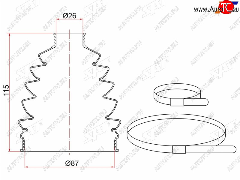 469 р. Пыльник шруса наружный перед VW POLO (2 хомута. термопластик) SAT TC-006  с доставкой в г. Майкоп