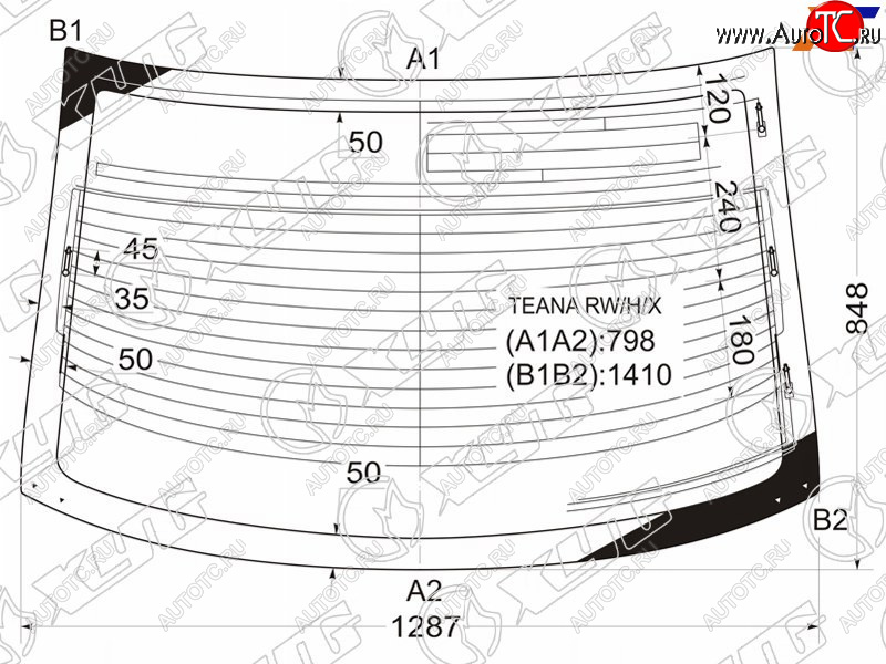 9 749 р. Стекло заднее (Цвет зеленый Обогрев Антенна) Nissan Teana 03-08 XYG TEANA RW/H/X  с доставкой в г. Майкоп