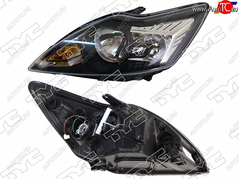 5 599 р. Фара левая (с электрокорректором, черная) TYC  Ford Focus  2 (2007-2011) универсал рестайлинг, хэтчбэк 3 дв. рестайлинг, хэтчбэк 5 дв. рестайлинг  с доставкой в г. Майкоп
