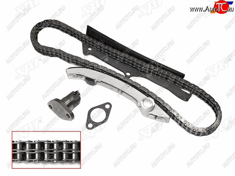 5 849 р. Комплект цепи ГРМ MITSUBISHI PAJERODELICA 4M40 93- цепь двухрядная SAT TK-MB204-N  с доставкой в г. Майкоп
