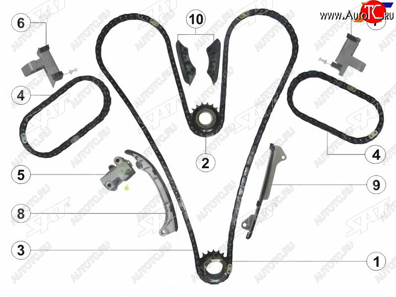 10 899 р. Комплект цепи ГРМ TOYOTA CAMRY,HIGHLANDER,RAV4, LEXUS IS,GS 2-4GR SAT TK-TY212-A  с доставкой в г. Майкоп
