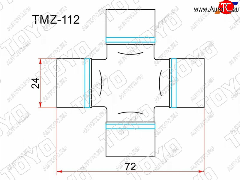 889 р. Крестовина карданного вала RR MZ BONGOFRENDEEMPVTITAN 89- без тавотницы TOYO TMZ-112  с доставкой в г. Майкоп