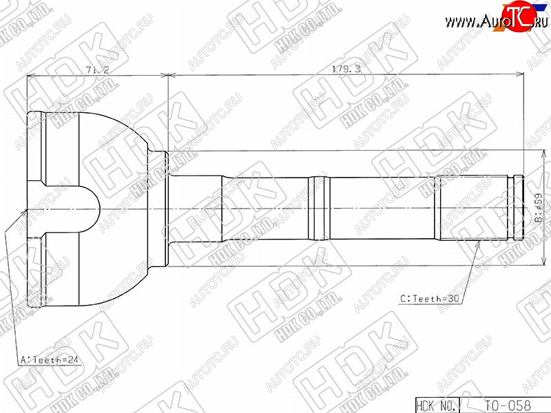 5 999 р. Шрус наружный TOYOTA LAND CRUISER HZJ7# 90- 98HZJ105 1FZ1HZ 4WD 98- HDK TO-058  с доставкой в г. Майкоп