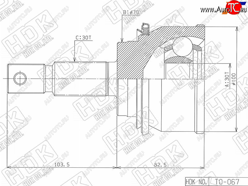6 199 р. Шрус наружный FR TOYOTA LAND CRUISER PRADO 120150 02-LEXUS GX470 02-09GX460 10-- HDK TO-067  с доставкой в г. Майкоп
