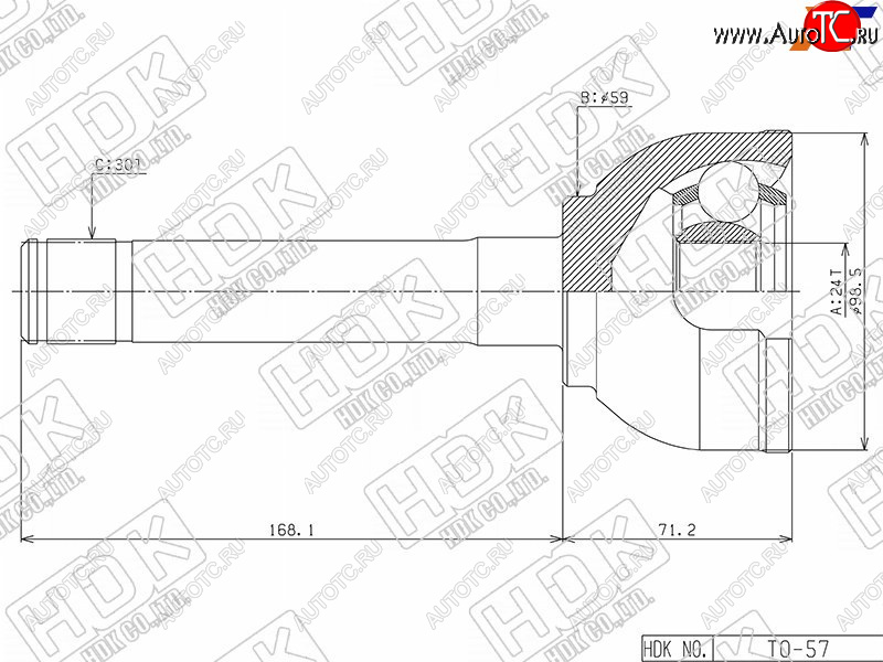7 899 р. Шрус наружный TOYOTA LAND CRUISER 80105 90-94- короткий HDK TO-57  с доставкой в г. Майкоп