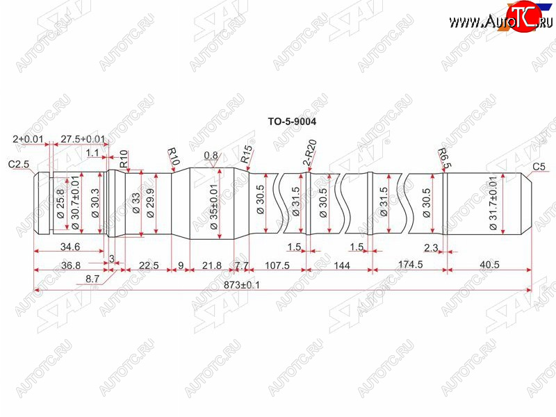 2 859 р. Полуось FR TY Land Cruiser 80105 (длинная)  -LH SAT TO-5-9004  с доставкой в г. Майкоп