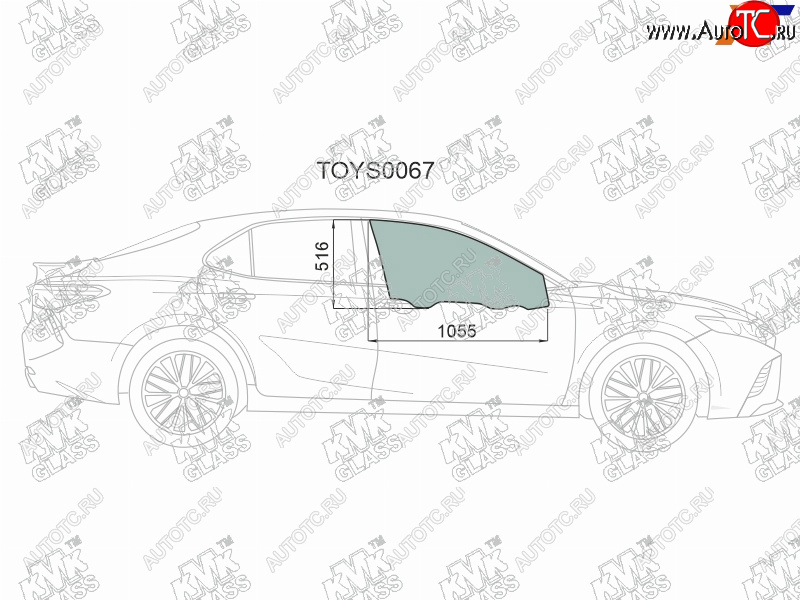 3 199 р. Стекло боковое опускное (Спереди Справа Цвет зеленый) Toyota Camry (XV70) 17-21  Camry UAEUSA 17 KMK TOYS0067  с доставкой в г. Майкоп