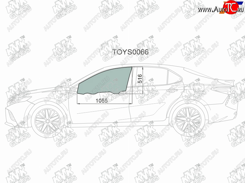 3 199 р. Стекло боковое опускное (Спереди Слева Цвет зеленый) Toyota Camry (XV70) 17-21  Camry UAEUSA 17- KMK TOYS0066  с доставкой в г. Майкоп