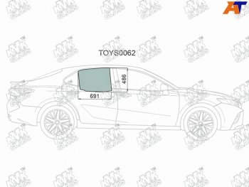 2 499 р. Стекло боковое опускное (Сзади Справа Цвет зеленый) Toyota Camry (XV70) 17-21  Camry UAEUSA 17-2 KMK TOYS0062  с доставкой в г. Майкоп. Увеличить фотографию 1