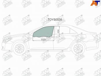 2 599 р. Стекло боковое опускное (Спереди Слева Цвет зеленый) Toyota Camry (XV50) 11-21  Camry UAEUSA 11- KMK TOYS0038  с доставкой в г. Майкоп. Увеличить фотографию 1