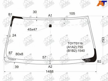 4 799 р. Стекло лобовое TOYOTA LAND CRUISER PRADO 35DLEXUS GX470 02-09                                      KMK TOYT0119  с доставкой в г. Майкоп. Увеличить фотографию 1