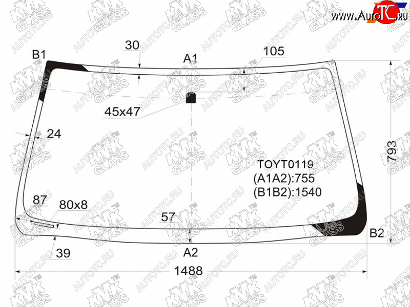 4 799 р. Стекло лобовое TOYOTA LAND CRUISER PRADO 35DLEXUS GX470 02-09                                      KMK TOYT0119  с доставкой в г. Майкоп