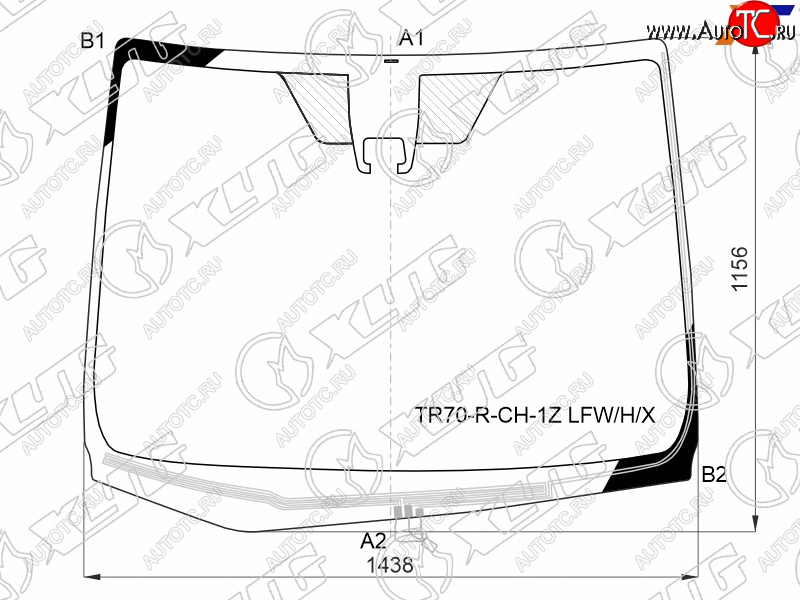 11 999 р. Стекло лобовое (Обогрев щеток Камера) Toyota Noah 14-17  Voxy 14-17  Esquire 14-17 XYG TR70-R-CH-1Z LFW/H/X  с доставкой в г. Майкоп