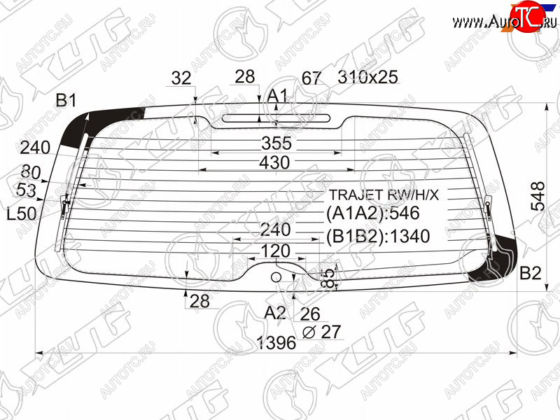 12 449 р. Стекло заднее (Цвет зеленый Обогрев) Hyundai Trajet 99-08 XYG TRAJET RW/H/X  с доставкой в г. Майкоп