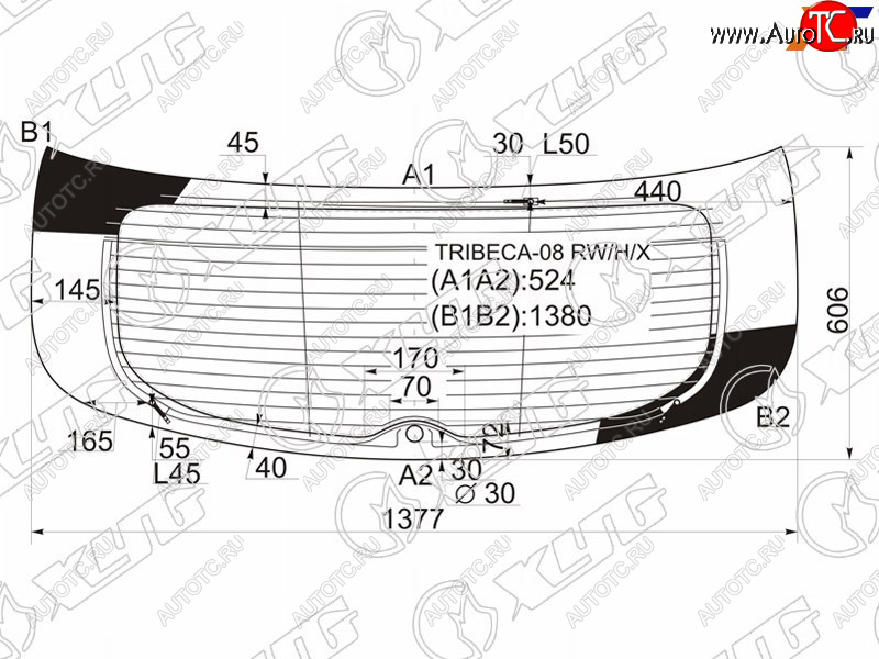 13 199 р. Стекло заднее (Цвет зеленый Обогрев Антенна) Subaru B9 Tribeca 07-14  Tribeca 07-14 XYG TRIBECA-08 RW/H/X  с доставкой в г. Майкоп