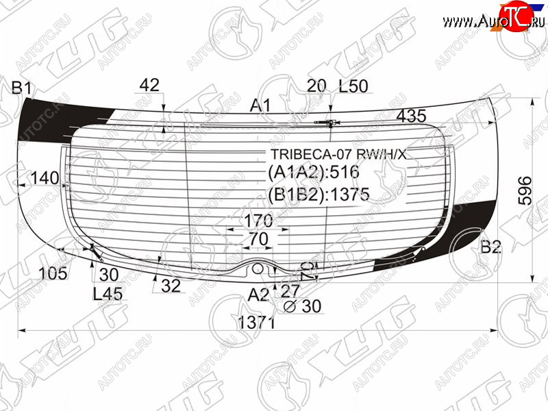 16 649 р. Стекло заднее (Цвет зеленый Обогрев Антенна) Subaru B9 Tribeca 04-07 XYG TRIBECA-07 RW/H/X  с доставкой в г. Майкоп