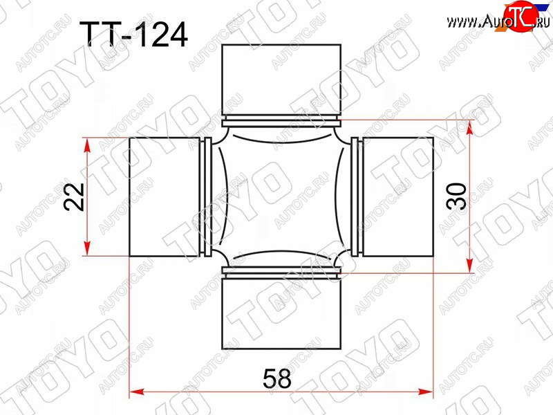 779 р. Крестовина карданного вала TOYOTA RX3## NOAH RA ACA2# GX9# FORESTER S12 IMPREZA GE GH LE без тавотни TOYO TT-124  с доставкой в г. Майкоп