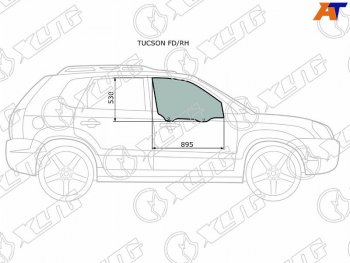 2 789 р. Стекло боковое опускное (Спереди Справа Цвет зеленый) Hyundai Tucson 04-09 XYG TUCSON FD/RH  с доставкой в г. Майкоп. Увеличить фотографию 1