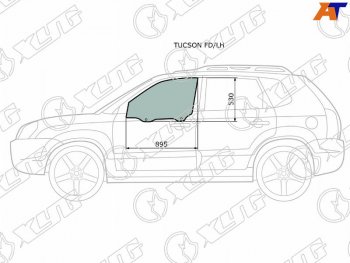2 789 р. Стекло боковое опускное (Спереди Слева Цвет зеленый) Hyundai Tucson 04-09 XYG TUCSON FD/LH  с доставкой в г. Майкоп. Увеличить фотографию 1