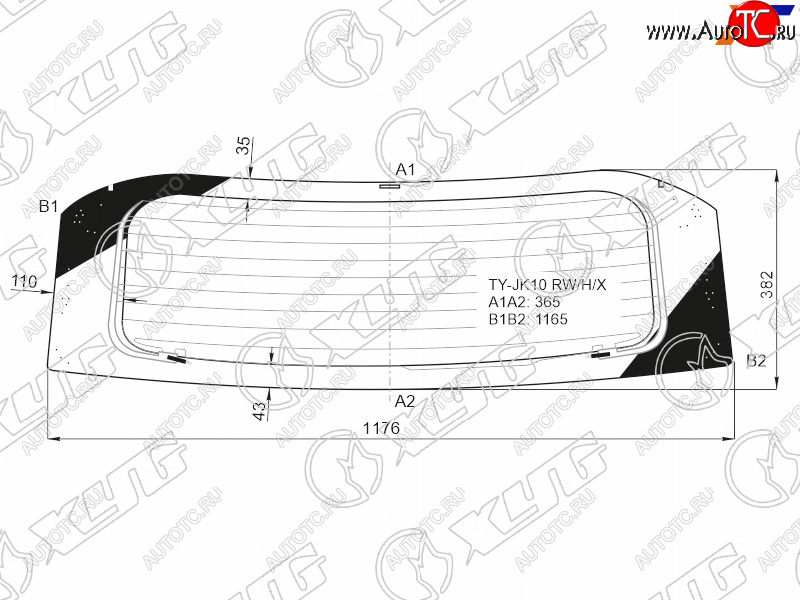 8 299 р. Стекло заднее (Цвет зеленый Обогрев) Toyota Aqua 11-21 XYG TY-JK10 RW/H/X  с доставкой в г. Майкоп