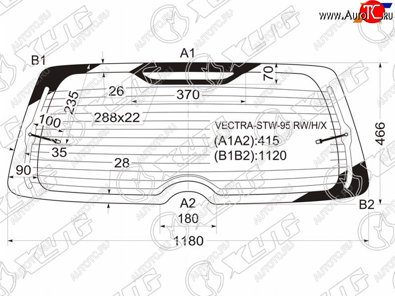 11 699 р. Стекло заднее (Цвет зеленый Обогрев 5D WGN) Opel Vectra 95-03 XYG VECTRA-STW-95 RW/H/X  с доставкой в г. Майкоп