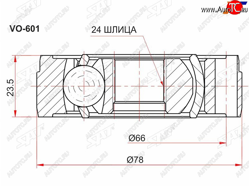 2 259 р. Муфта карданного вала VOLVO XC90 03-S40 04-12S60 02-09V50 04-11V70 00-08 SAT VO-601  с доставкой в г. Майкоп