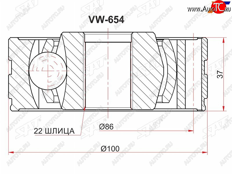 2 059 р. Шрус карданного вала CHEVROLET CAPTIVA C100DAEWOO WINSTORMOPEL ANTARA 06- SAT VW-654  с доставкой в г. Майкоп