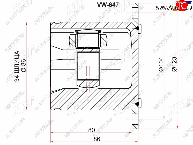 2 899 р. Шрус внутренний AUDI Q5 08-A4 07-A5S5 07- SAT VW-647  с доставкой в г. Майкоп
