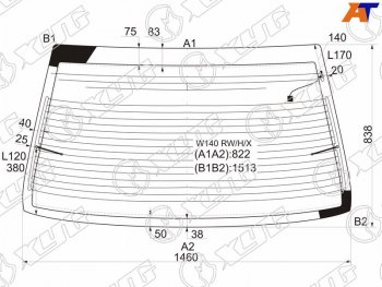 9 749 р. Стекло заднее (Цвет зеленый Обогрев Антенна) Mercedes-Benz S-Class 91-99 XYG W140 RW/H/X  с доставкой в г. Майкоп. Увеличить фотографию 1