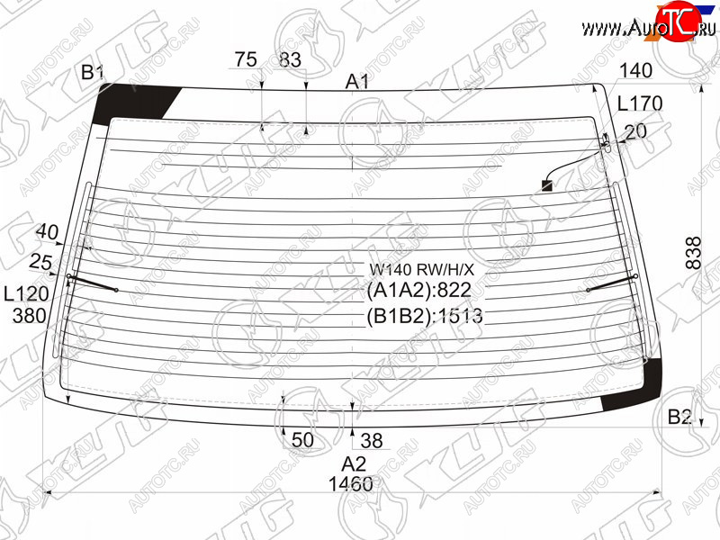 9 749 р. Стекло заднее (Цвет зеленый Обогрев Антенна) Mercedes-Benz S-Class 91-99 XYG W140 RW/H/X  с доставкой в г. Майкоп