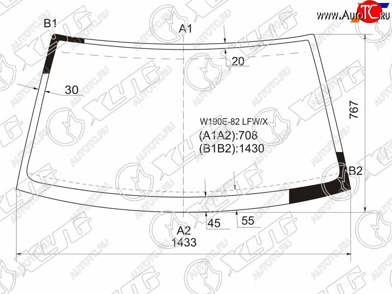 5 999 р. Стекло лобовое MERCEDES-BENZ 190 W201 82-84                                                          XYG W190E-82 LFW/X  с доставкой в г. Майкоп