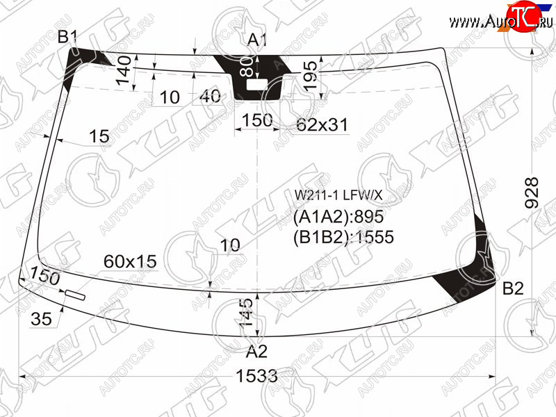 8 999 р. Стекло лобовое (Датчик дождя Панорамная крыша 4D SED5D WGN) Mercedes-Benz E-Class 02-09 XYG W211-1 LFW/X  с доставкой в г. Майкоп