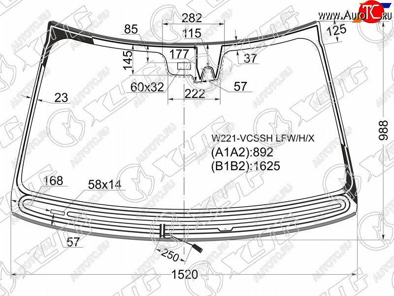 12 799 р. Стекло лобовое (Обогрев щеток Камера Датчик дождя Молдинг) Mercedes-Benz S-Class 05-09 XYG W221-VCSSH LFW/H/X  с доставкой в г. Майкоп