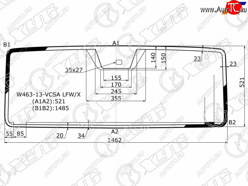 8 649 р. Стекло лобовое (Антенна Датчик дождя) Mercedes-Benz G-Class 12-18 XYG W463-13-VCSA LFW/X  с доставкой в г. Майкоп