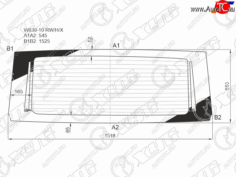 9 749 р. Стекло заднее (Цвет зеленый Обогрев) Mercedes-Benz Viano 10-14  Vito 10-14 XYG W639-10 RW/H/X  с доставкой в г. Майкоп