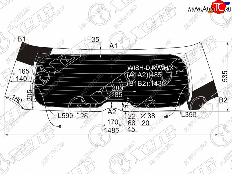 9 749 р. Стекло заднее (Затемненное Обогрев) Toyota Wish 03-09 XYG WISH-D RW/H/X  с доставкой в г. Майкоп