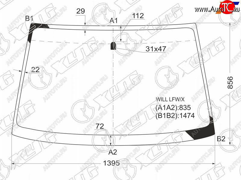 8 649 р. Стекло лобовое TOYOTA WILL VS 01-04 XYG WILL LFW/X  с доставкой в г. Майкоп