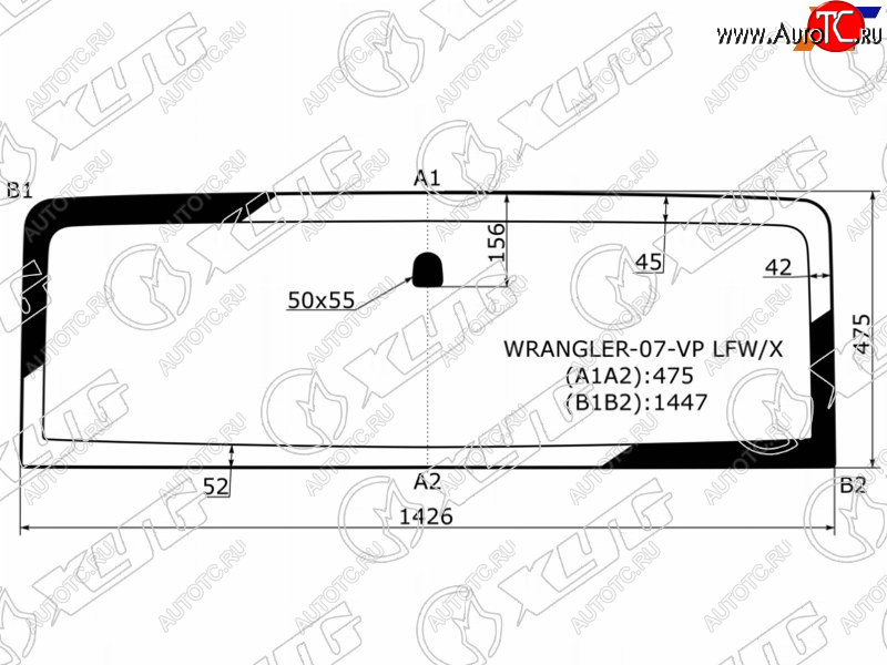 3 399 р. Стекло лобовое Jeep Wrangler 06-18 XYG WRANGLER-07-VP LFW/X  с доставкой в г. Майкоп