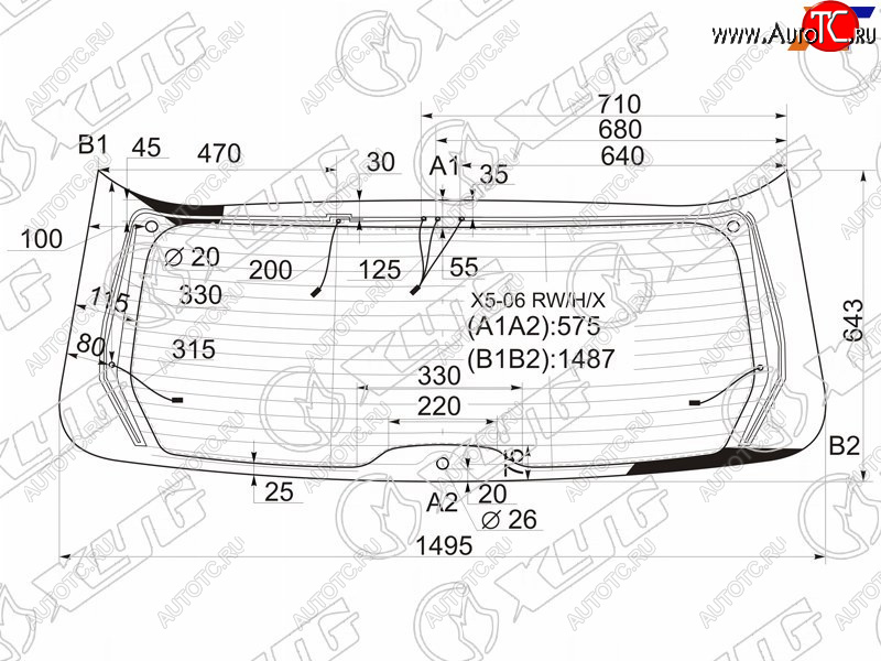 12 299 р. Стекло заднее (Цвет зеленый Обогрев Антенна) BMW X5 06-13 XYG X5-06 RW/H/X  с доставкой в г. Майкоп