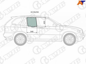 1 799 р. Стекло боковое опускное (Сзади Справа Цвет зеленый) BMW X5 99-06 XYG X5 RD/RH  с доставкой в г. Майкоп. Увеличить фотографию 1
