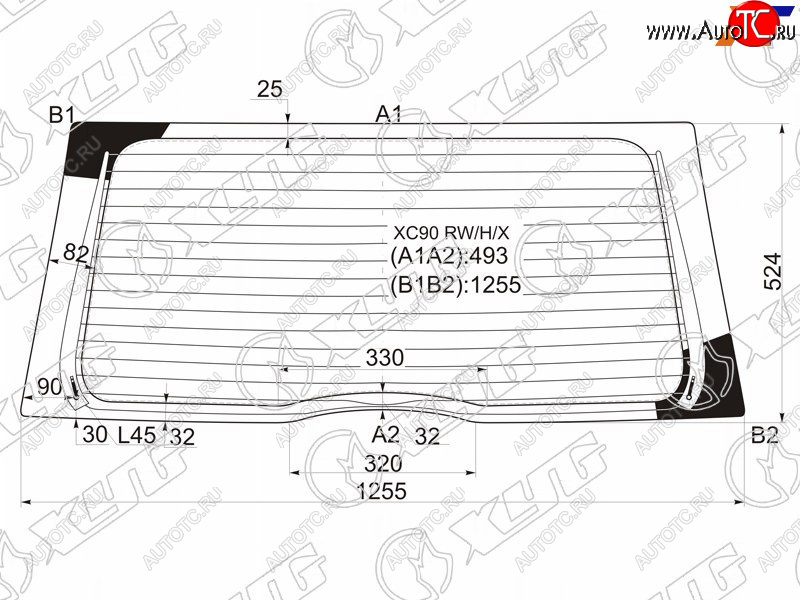 11 749 р. Стекло заднее (Цвет зеленый Обогрев) Volvo XC90 02-14 XYG XC90 RW/H/X  с доставкой в г. Майкоп