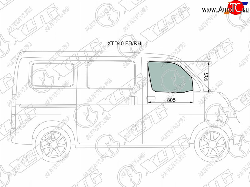 929 р. Стекло боковое опускное (Спереди Справа Цвет зеленый) Daihatsu Grand Max 07-19  Toyota Lite Ace 0 XYG XTD40 FD/RH  с доставкой в г. Майкоп