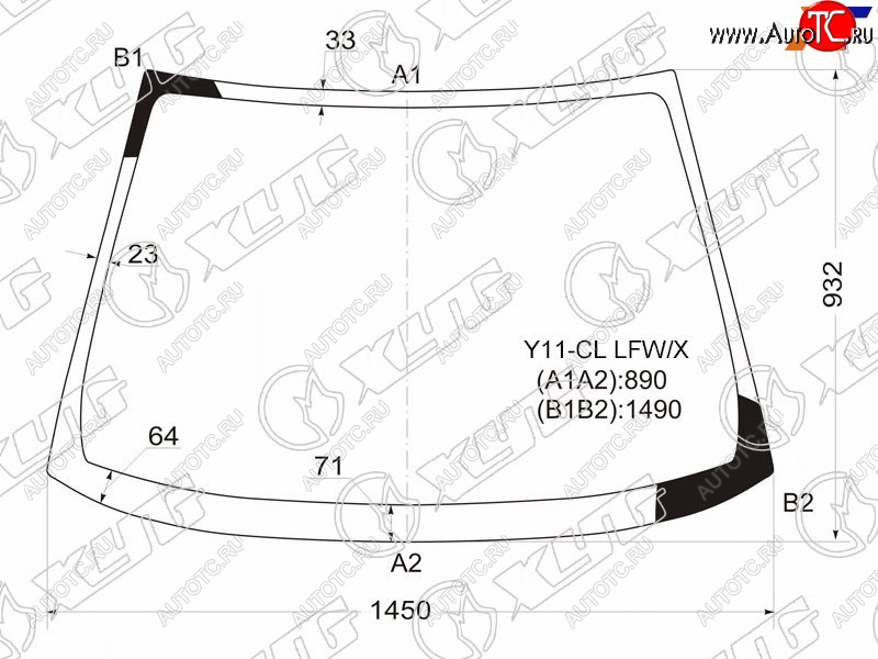 6 349 р. Стекло лобовое Nissan AD 99-08  Wingroad 99-05  Mazda Familia 98-08 XYG Y11-CL LFW/X  с доставкой в г. Майкоп
