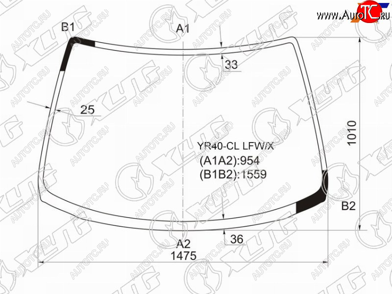 5 999 р. Стекло лобовое Toyota Lite Ace 96-07  Lite Ace Noah 96-01  Town Ace 96-08  Town Ace Noah 96-01 XYG YR40-CL LFW/X  с доставкой в г. Майкоп