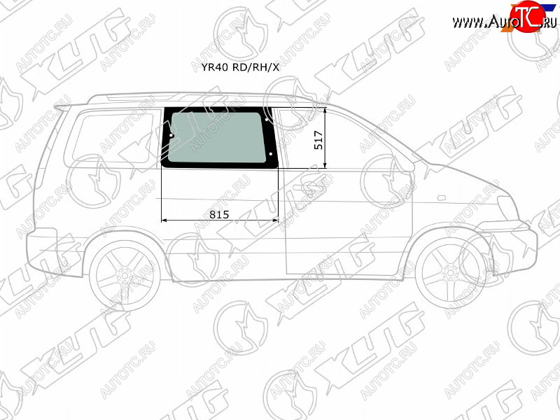 3 199 р. Стекло кузова боковое (не опускное) (Справа Цвет зеленый) Toyota Lite Ace 96-07  Lite Ace Noah 96- XYG YR40 RD/RH/X  с доставкой в г. Майкоп